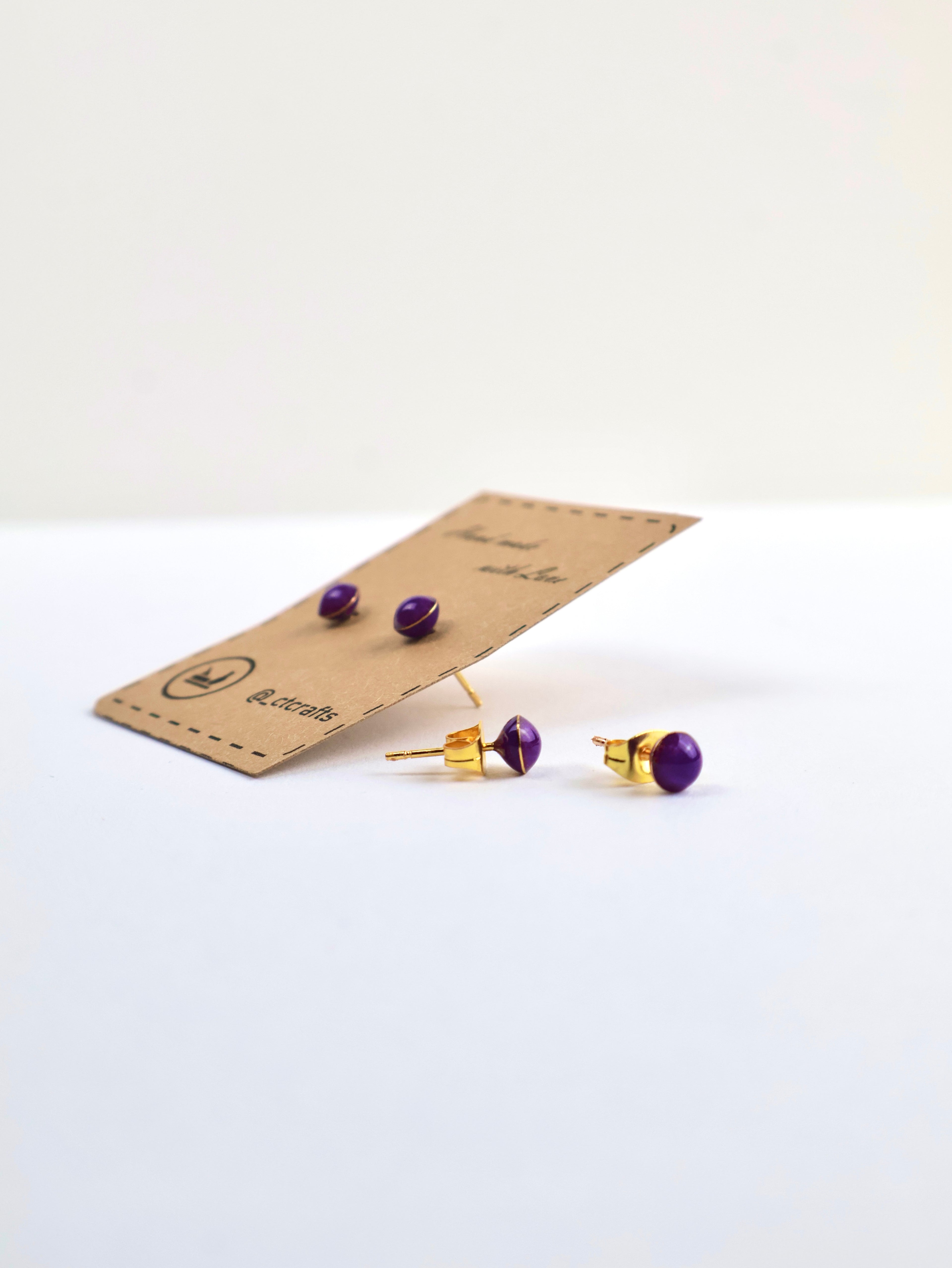 "Purple Velvet" Stud Earrings – Resin & Stainless Steel