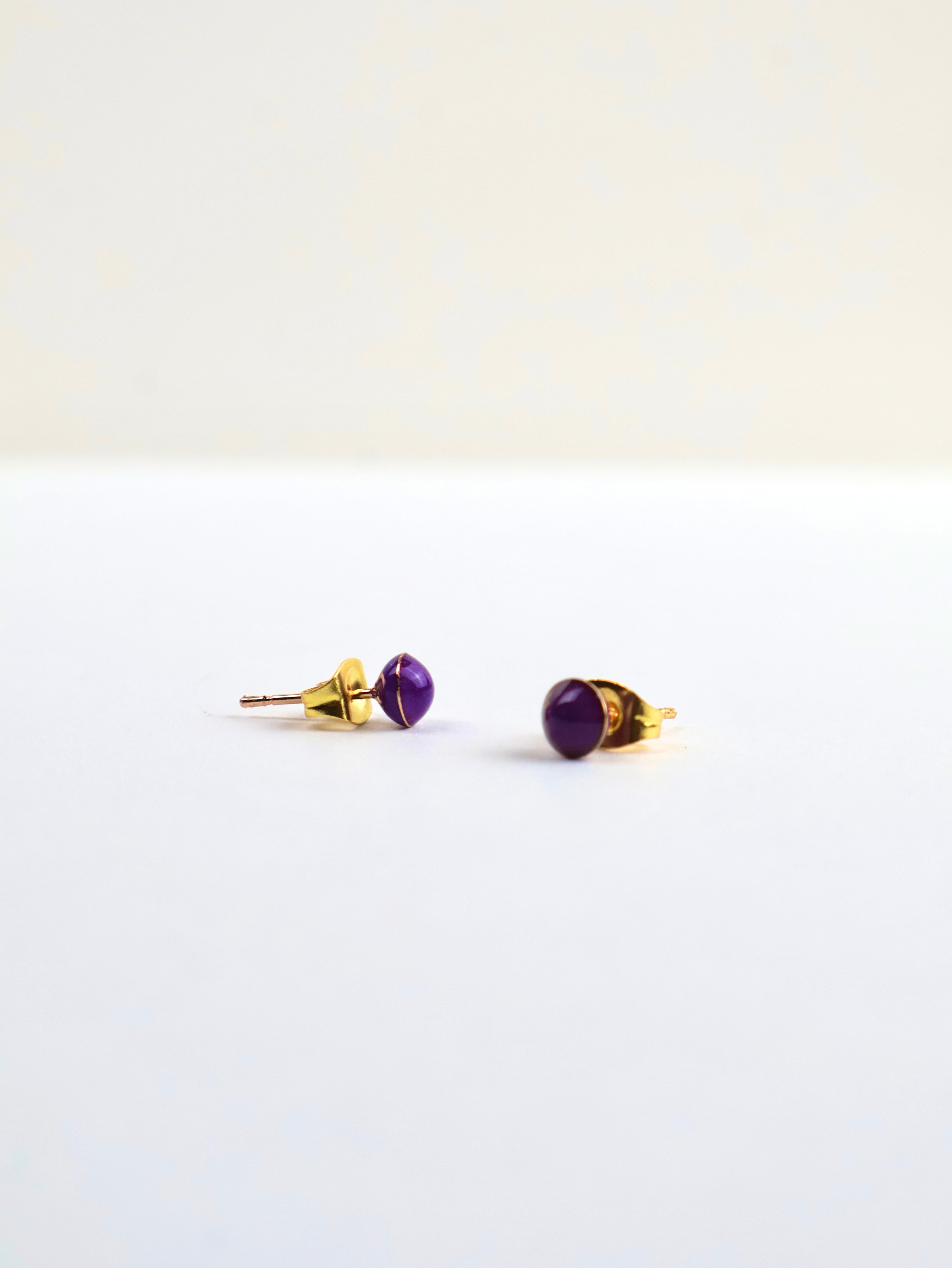 "Purple Velvet" Stud Earrings – Resin & Stainless Steel