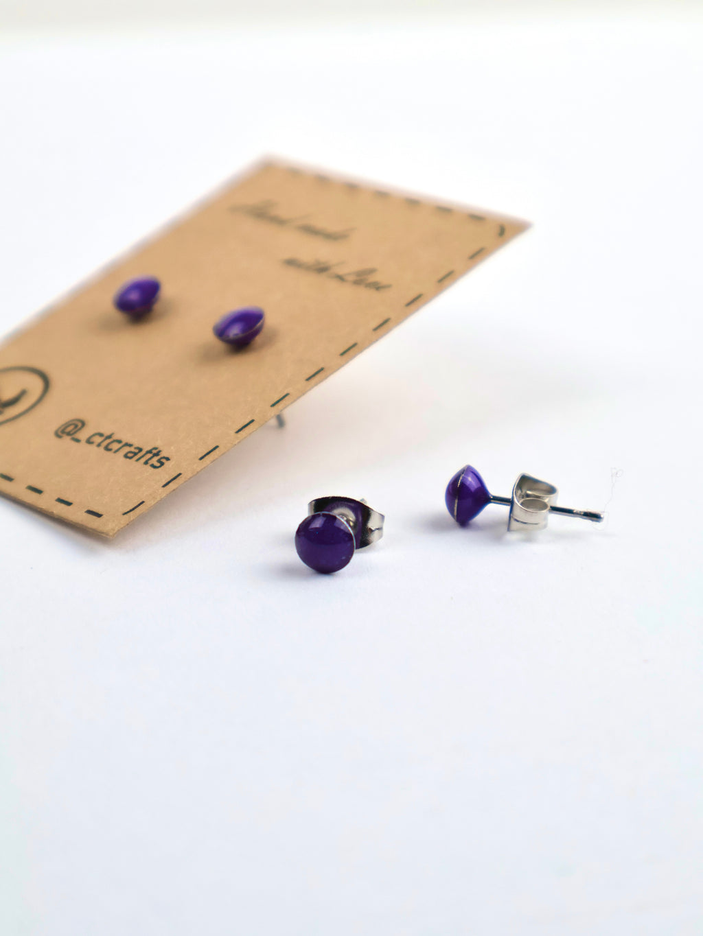 "Purple Velvet" Stud Earrings – Resin & Stainless Steel
