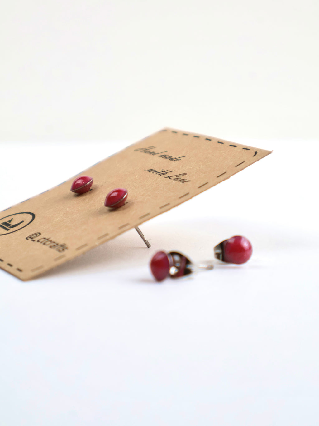 "Bold Pink" Stud Earrings – Resin & Stainless Steel