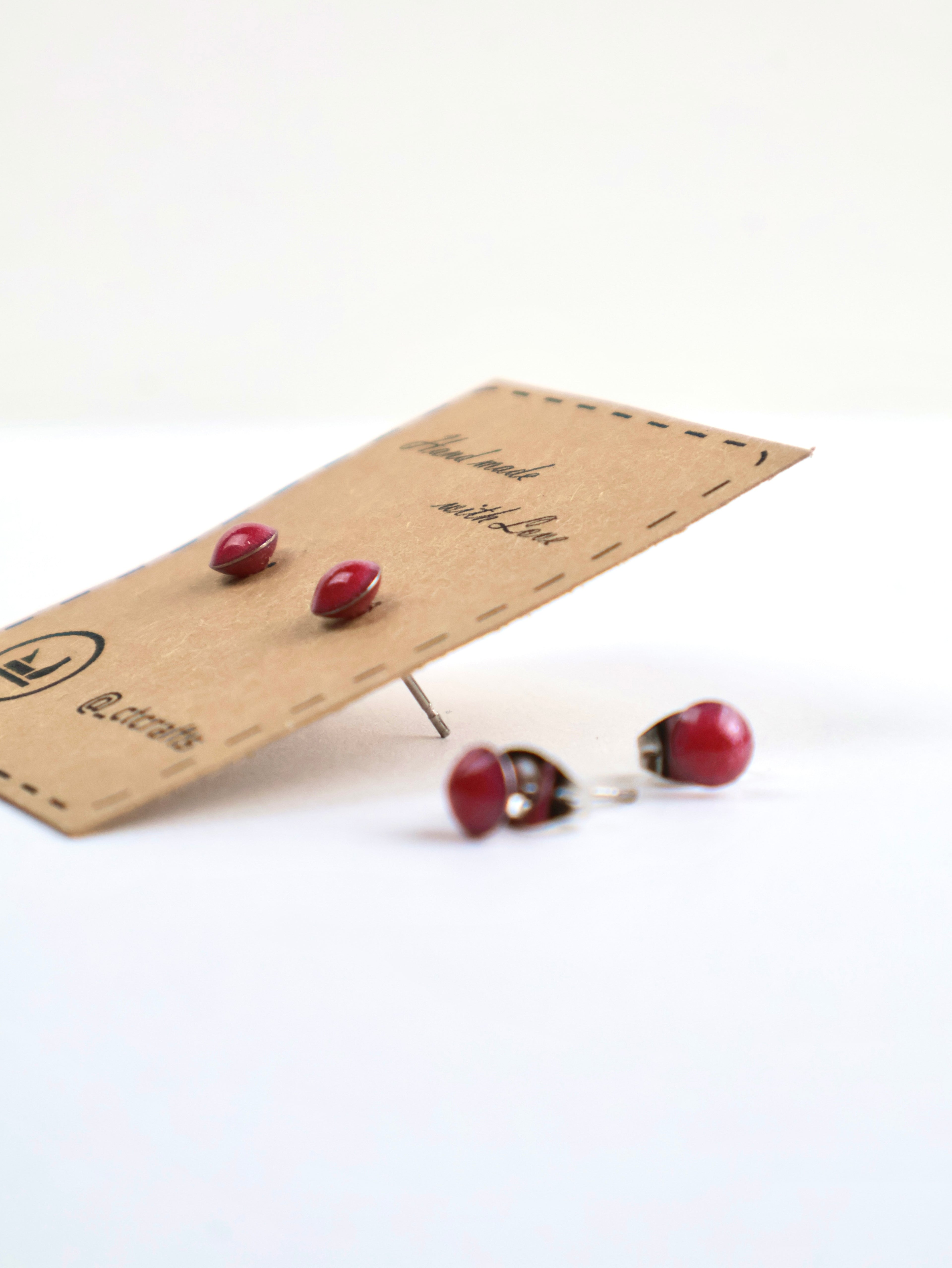 "Bold Pink" Stud Earrings – Resin & Stainless Steel