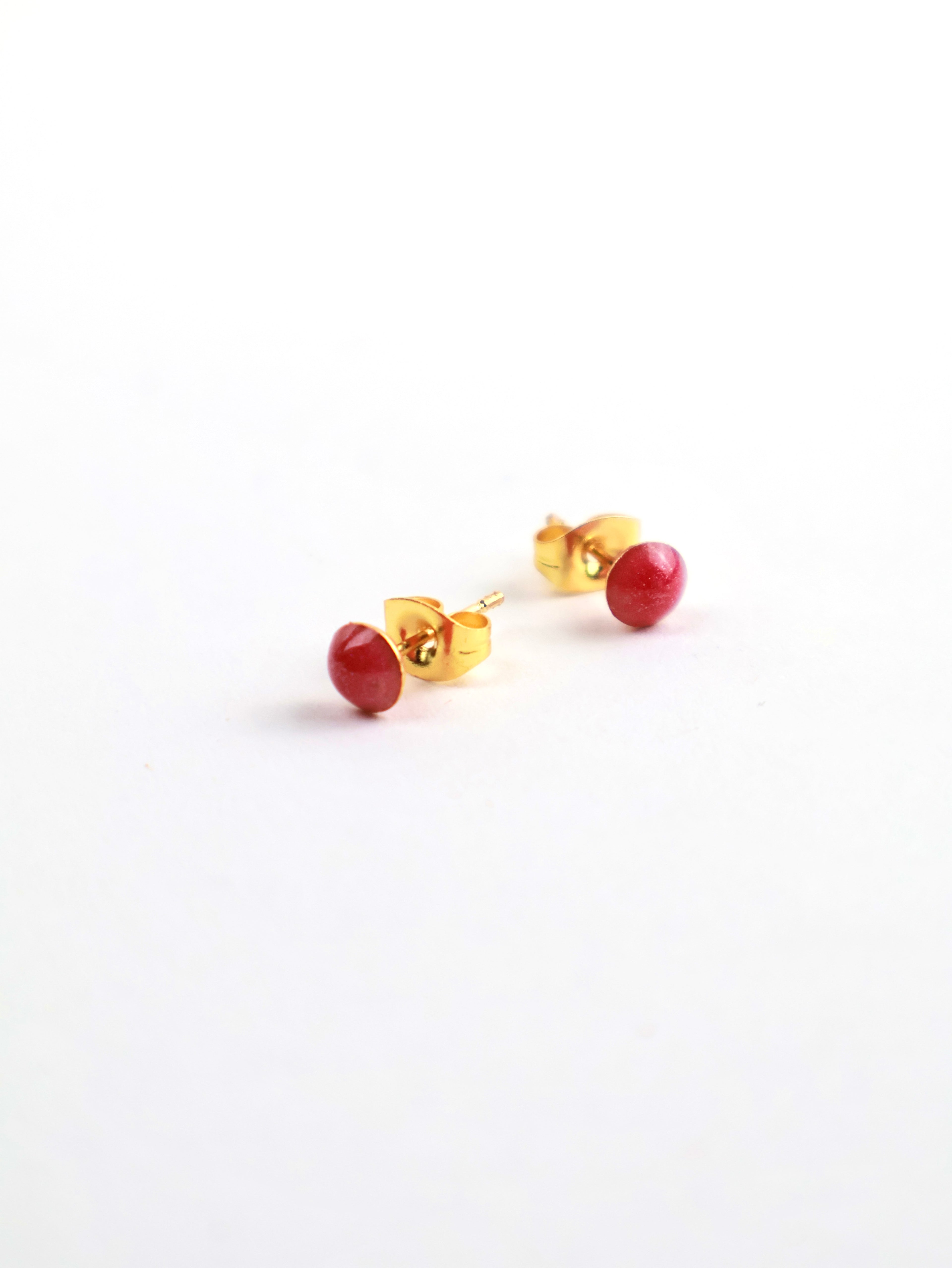 "Bold Pink" Stud Earrings – Resin & Stainless Steel