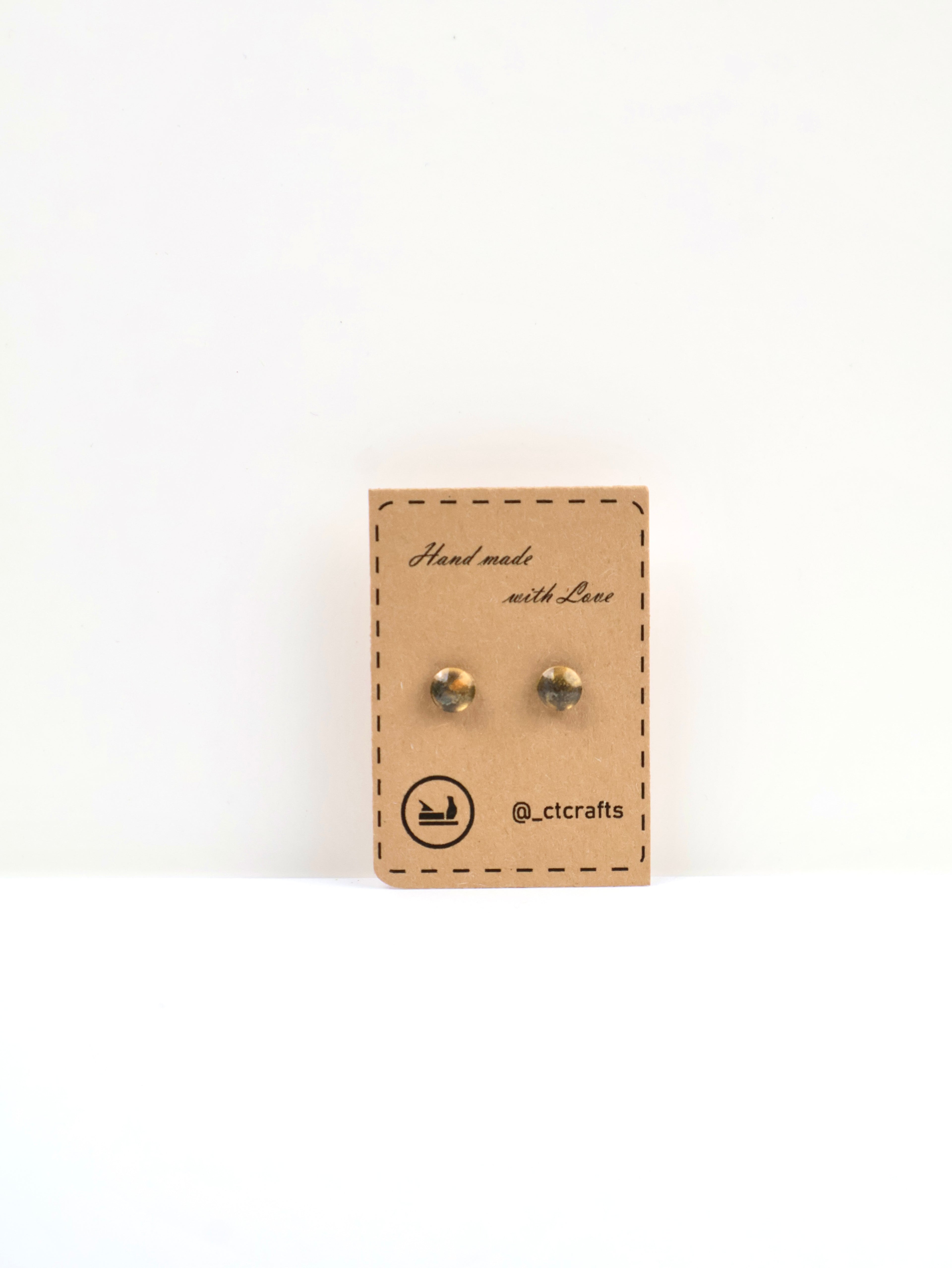 "Gold Dust" Stud Earrings – Black & Gold Resin