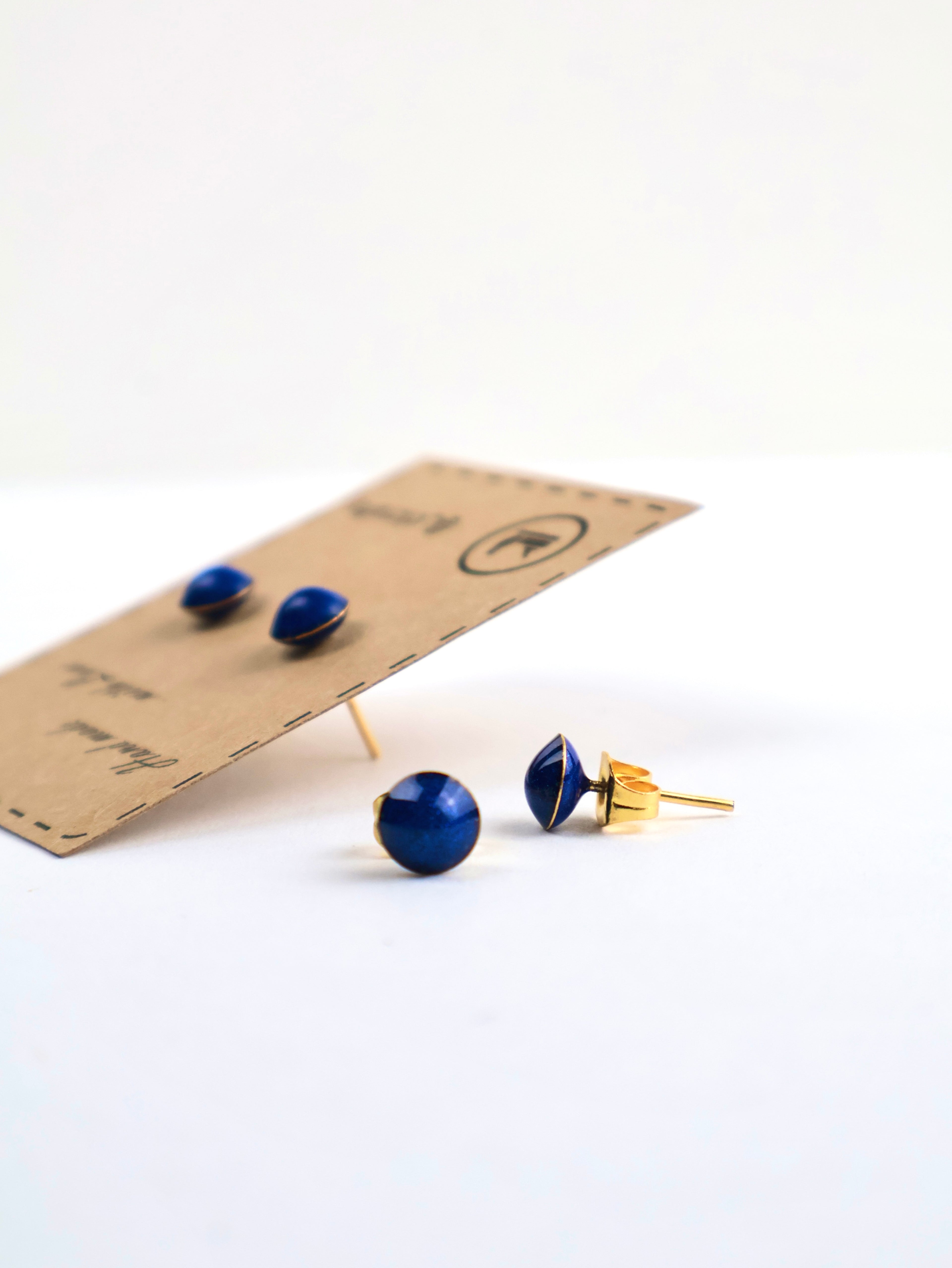 "Deep Blue" Stud Earrings – Resin & Stainless Steel