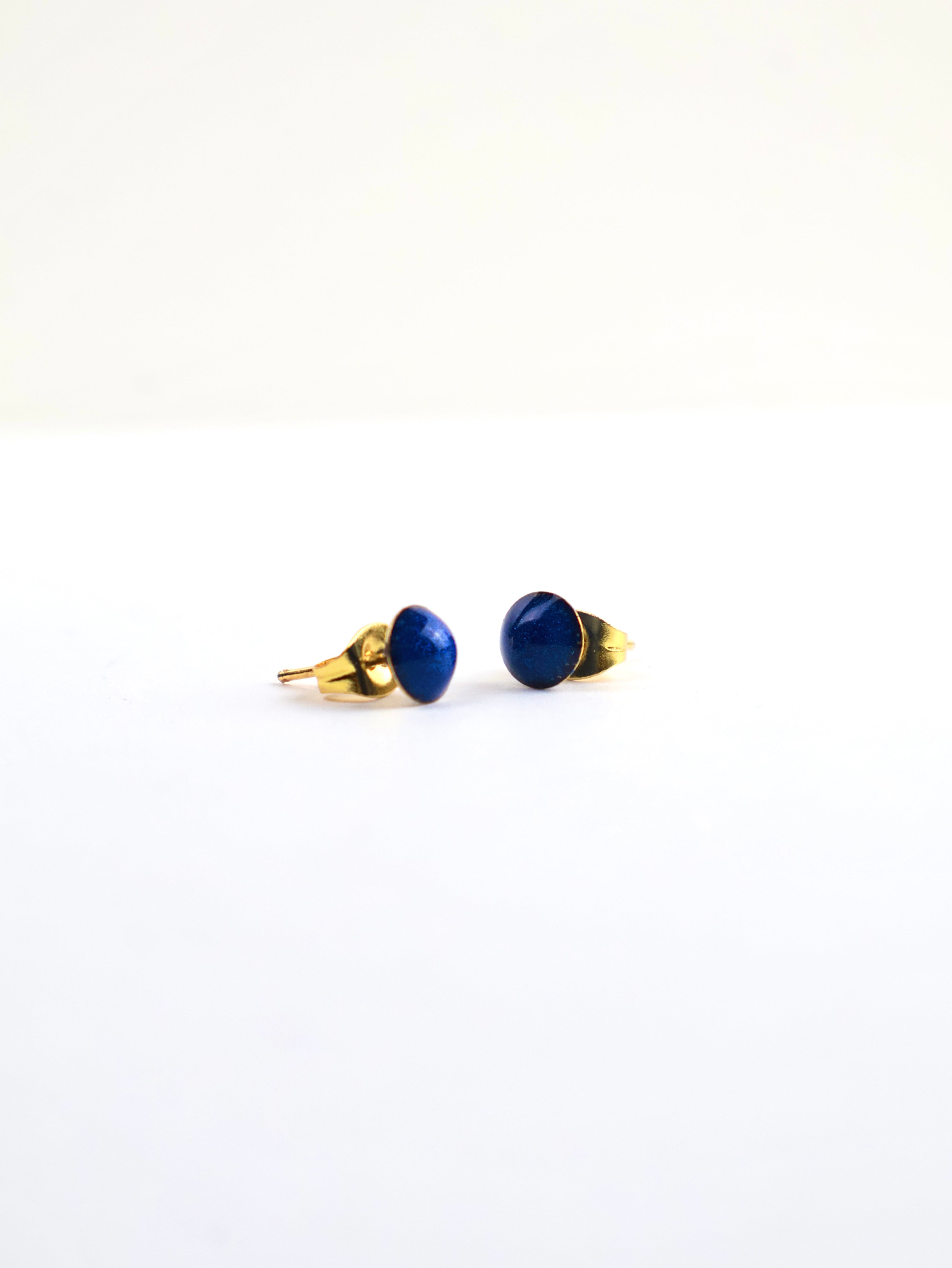 "Deep Blue" Stud Earrings – Resin & Stainless Steel